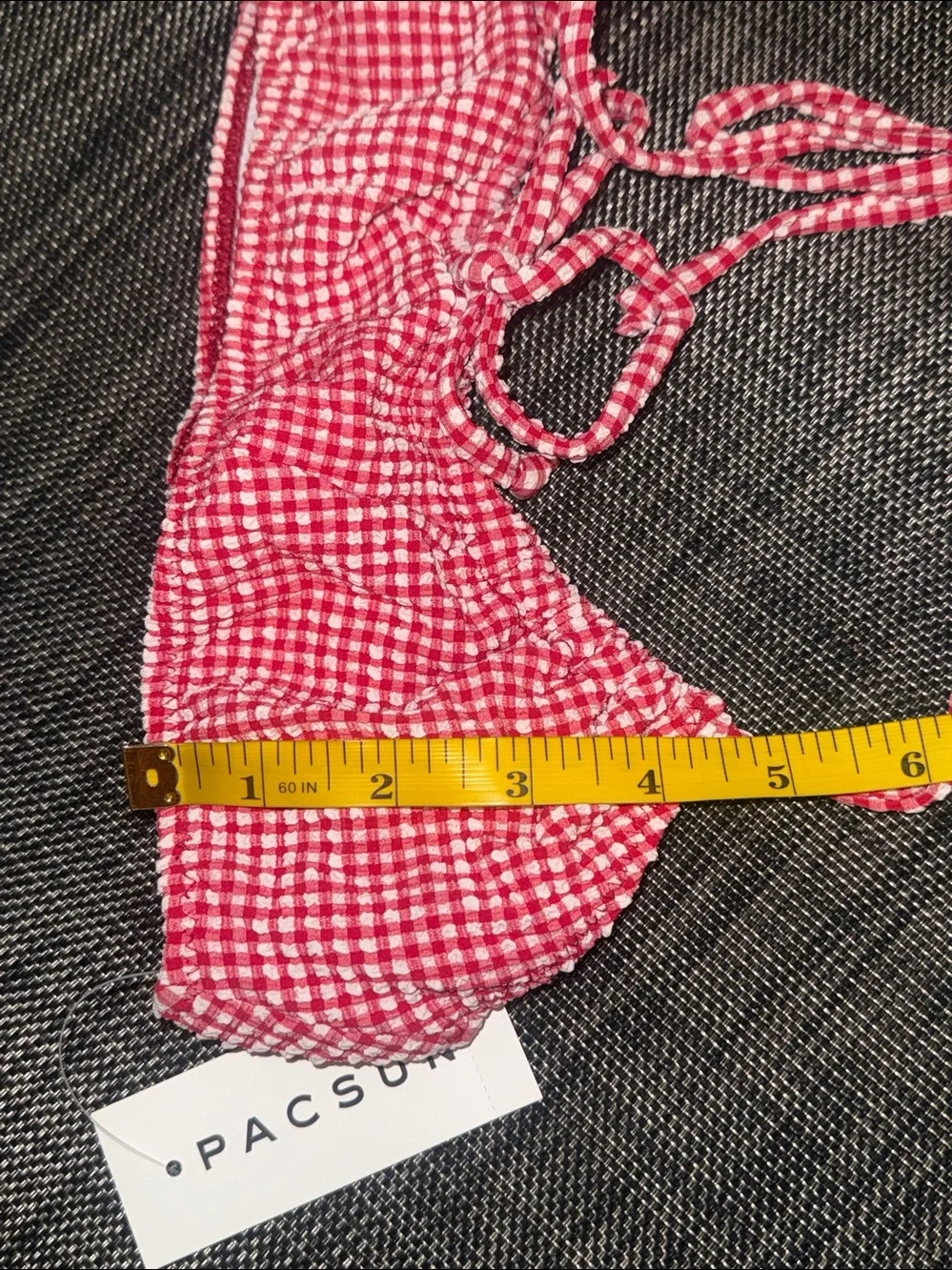 Pacsun Red Gingham Halter Top and Tie Side Bikini Bottom